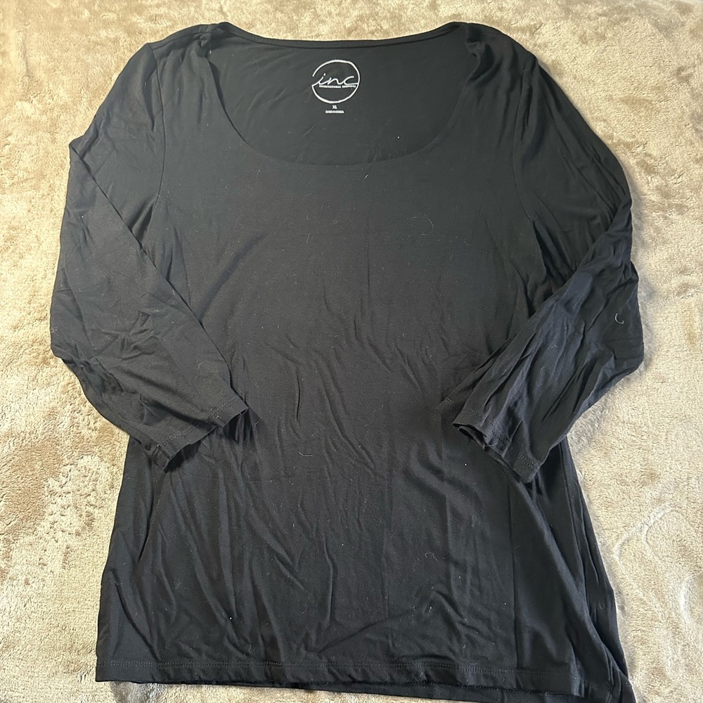 INC International Concepts Women's Elegant Black Blouse